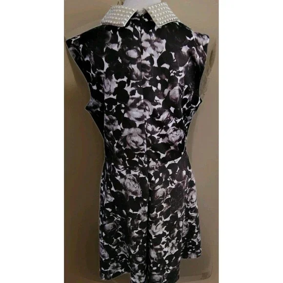 Betsey Johnson Dress Size 12 Pearled Collar Floral Sleeveless Zip Lined - Picture 7 of 14